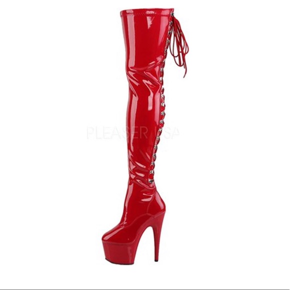 Red thigh high boots - Picture 3 of 7